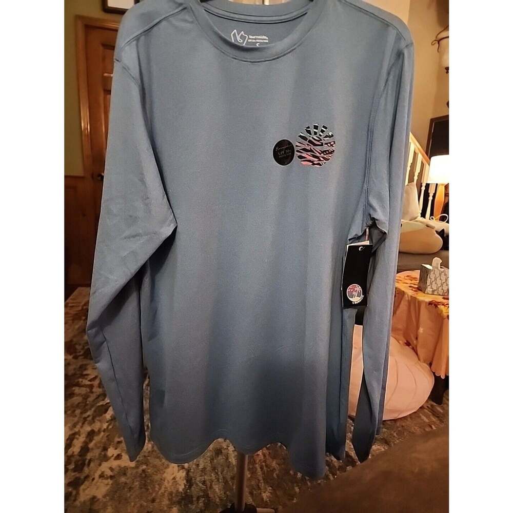 Shirt Burnside Men's Blue Quick Dry Long Sleeve Pullover UPF 30+ Small CR5 Golf
